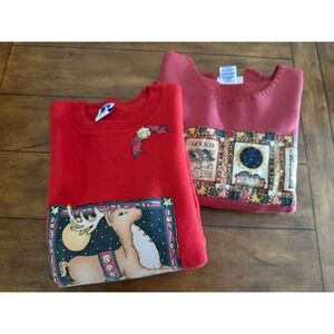 Lot of 2 Diff. Used Crew Neck Sweatshirts Women's Sz Large Russell + Jerzees